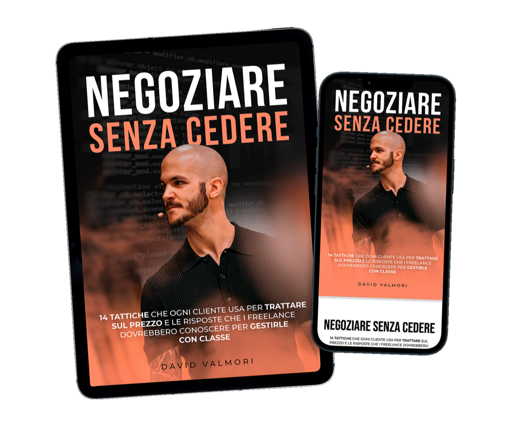 Mockup della guida Negoziare senza cedere di David Valmori